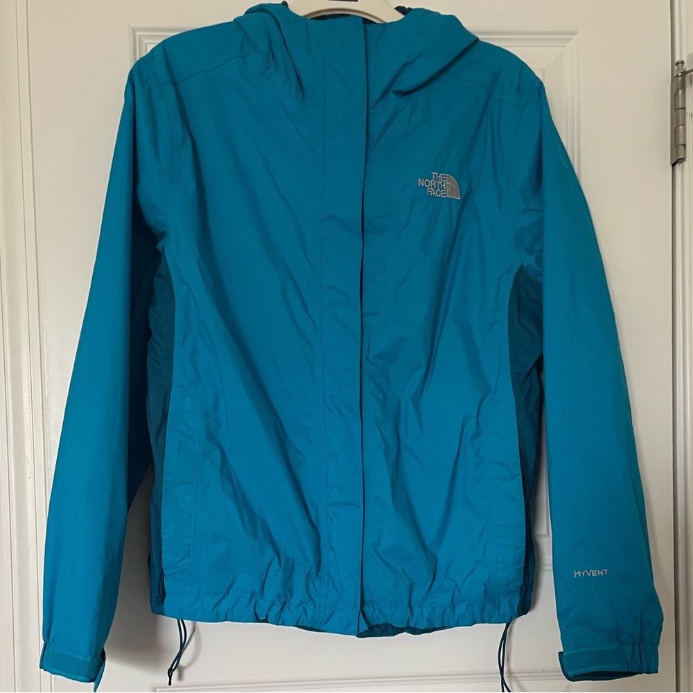 EUC The NORTH FACE Hyvent Lightweight Hooded Rain Jacket W/zippers,pockets SZ:MM